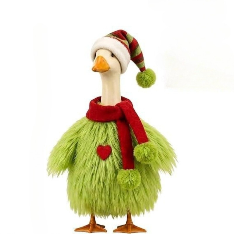 Resin - 23'' Porch Goose Christmas Outfit Fuzzy